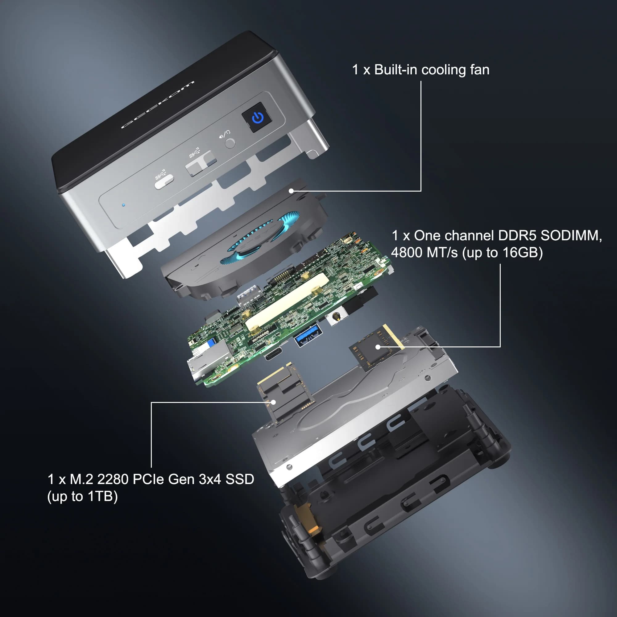GEEKOM Mini Air12 - Exploded view