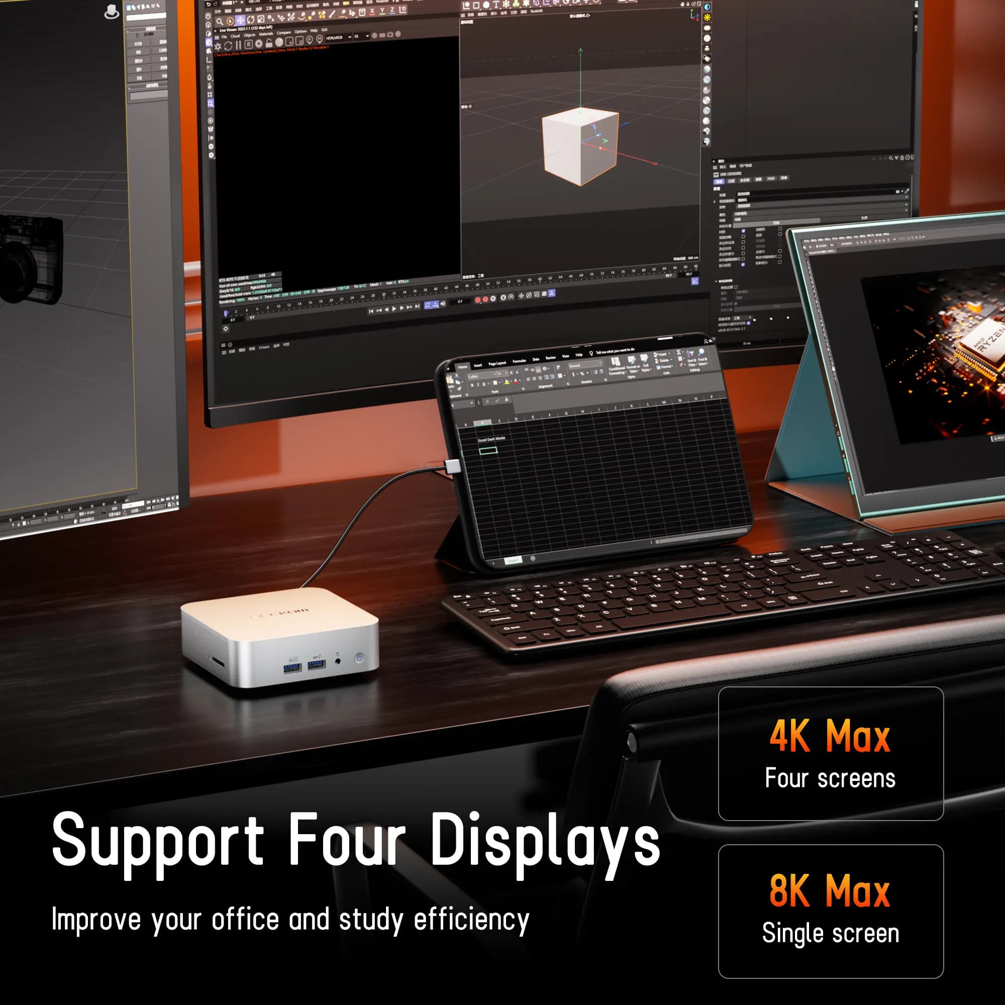 GEEKOM A7 Mini PC - Support 4 Displays