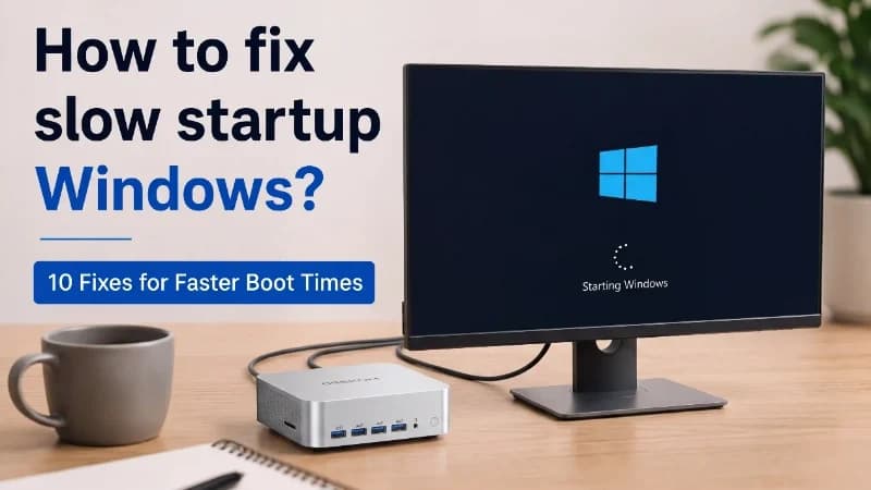 Windows computer with slow startup and loading screen