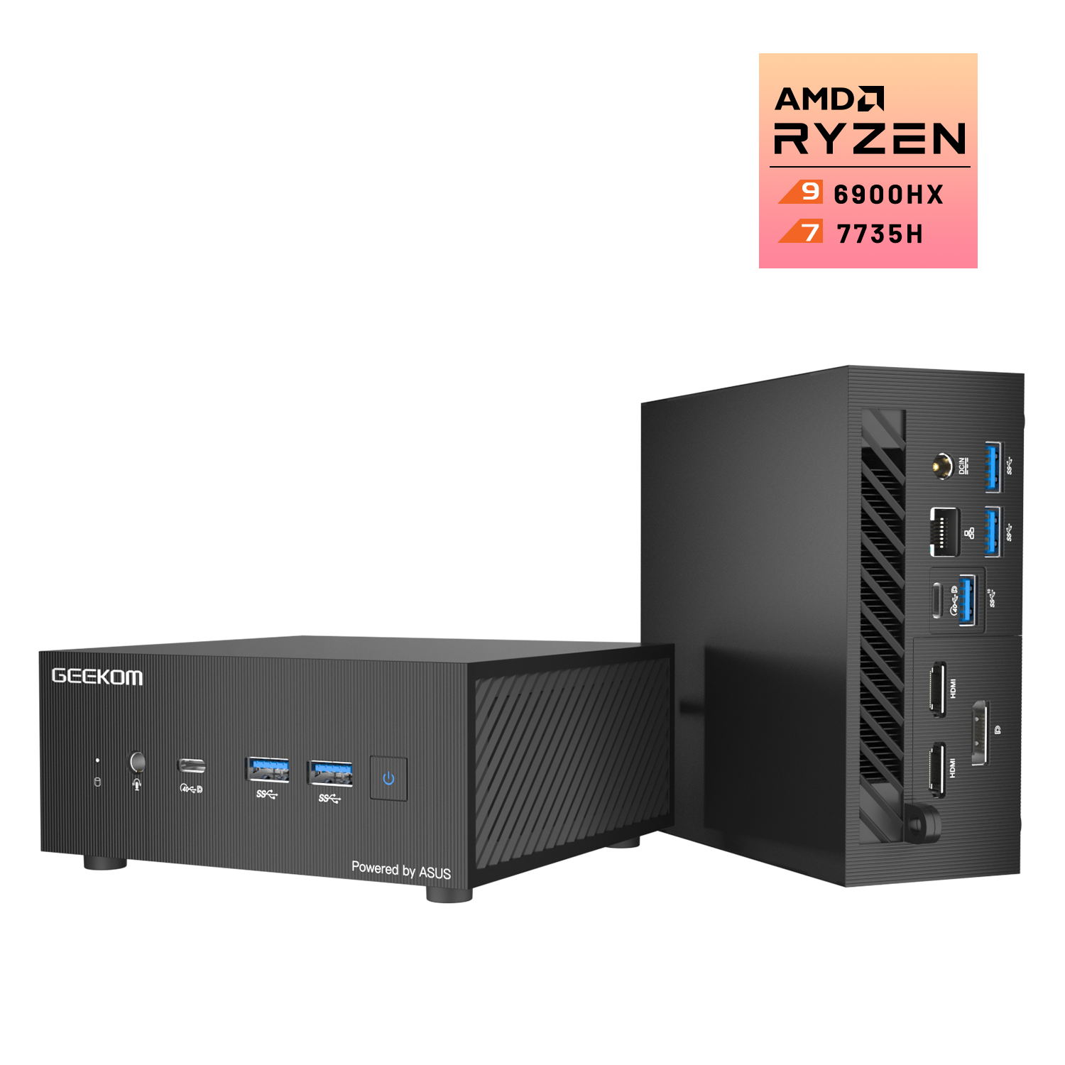  GEEKOM Mini PC AS6, AMD Ryzen 7 7735H, AMD Radeon 680M  Graphics, 32GB DDR5+1TB PCIe Gen 4 SSD Mini Computers Windows 11 Pro  Desktop Computer Support Wi-Fi 6E/Bluetooth 5.2/USB 4.0/2.5Gbps LAN/8K 