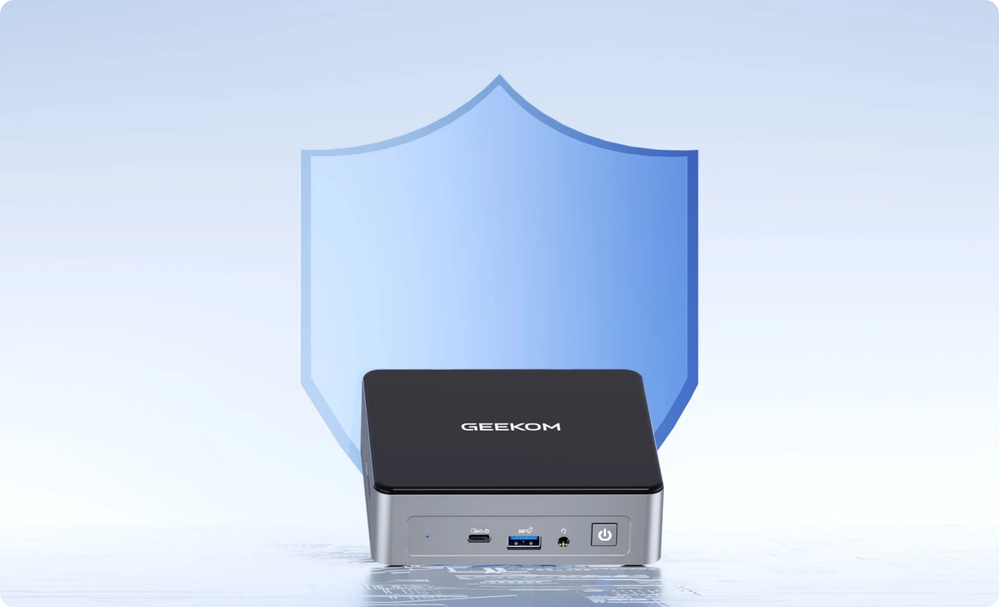 geekom air12 mini pc with security shield icon