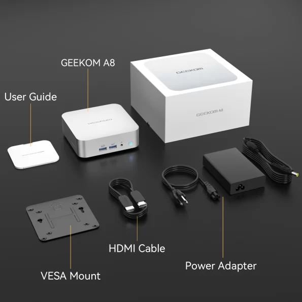 GEEKOM A8 Mini PC - What's Included