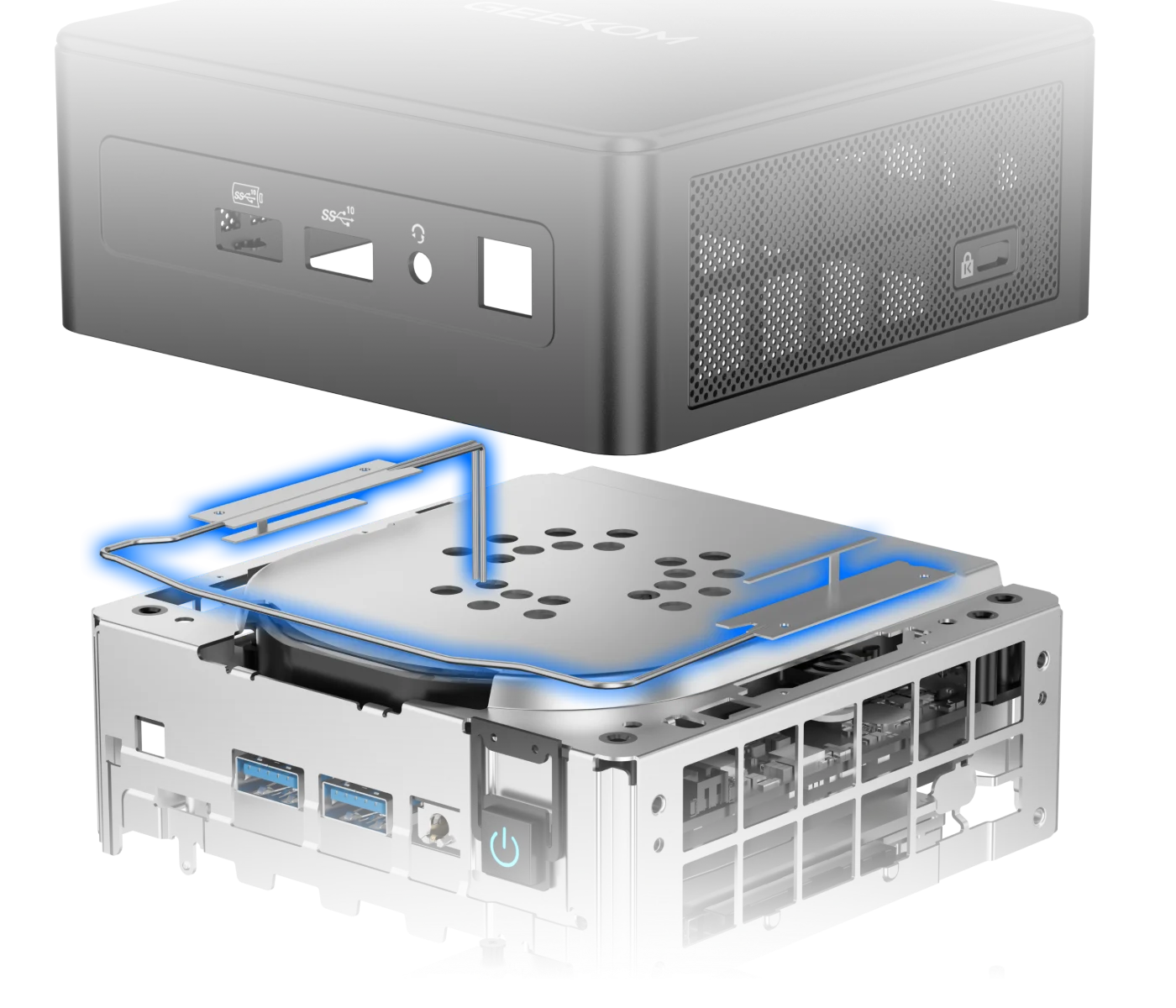 GEEKOM IT15 AI Mini PC equipped with Wi-Fi 7 and 3D spatial antennas