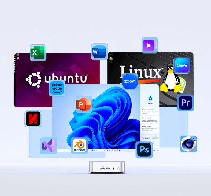 GEEKOM A5 Pro Mini PC AI-powered, multi-OS support
