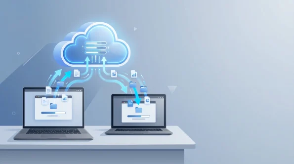 data transfer using cloud storage between business computers