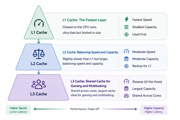 L1, L2, L3 cache level hierarchy