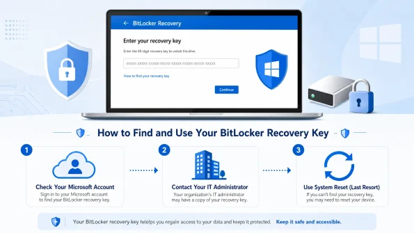 3 steps to use the BitLocker recovery key